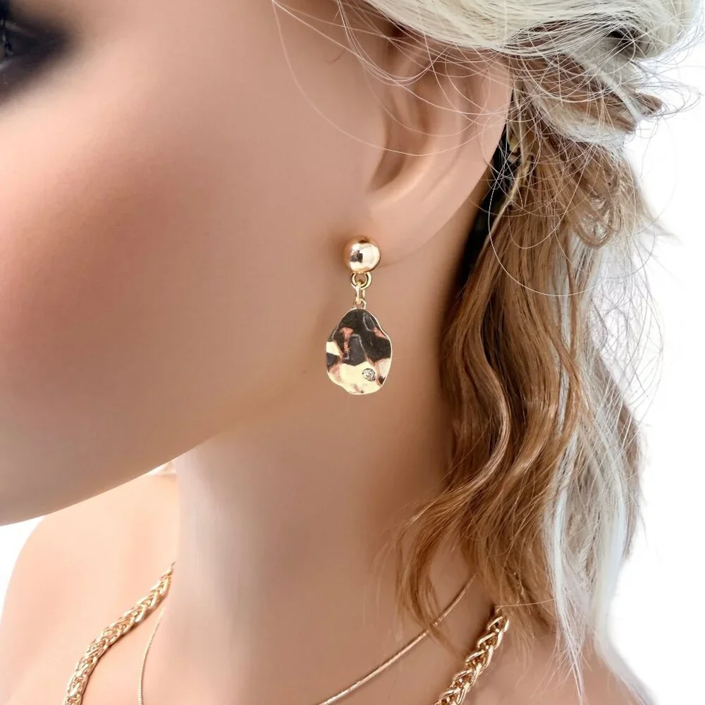 Vtg Gold Tone Rhinestone Pendant Layered Necklaces &‎ Earrings Set Shelli Segal